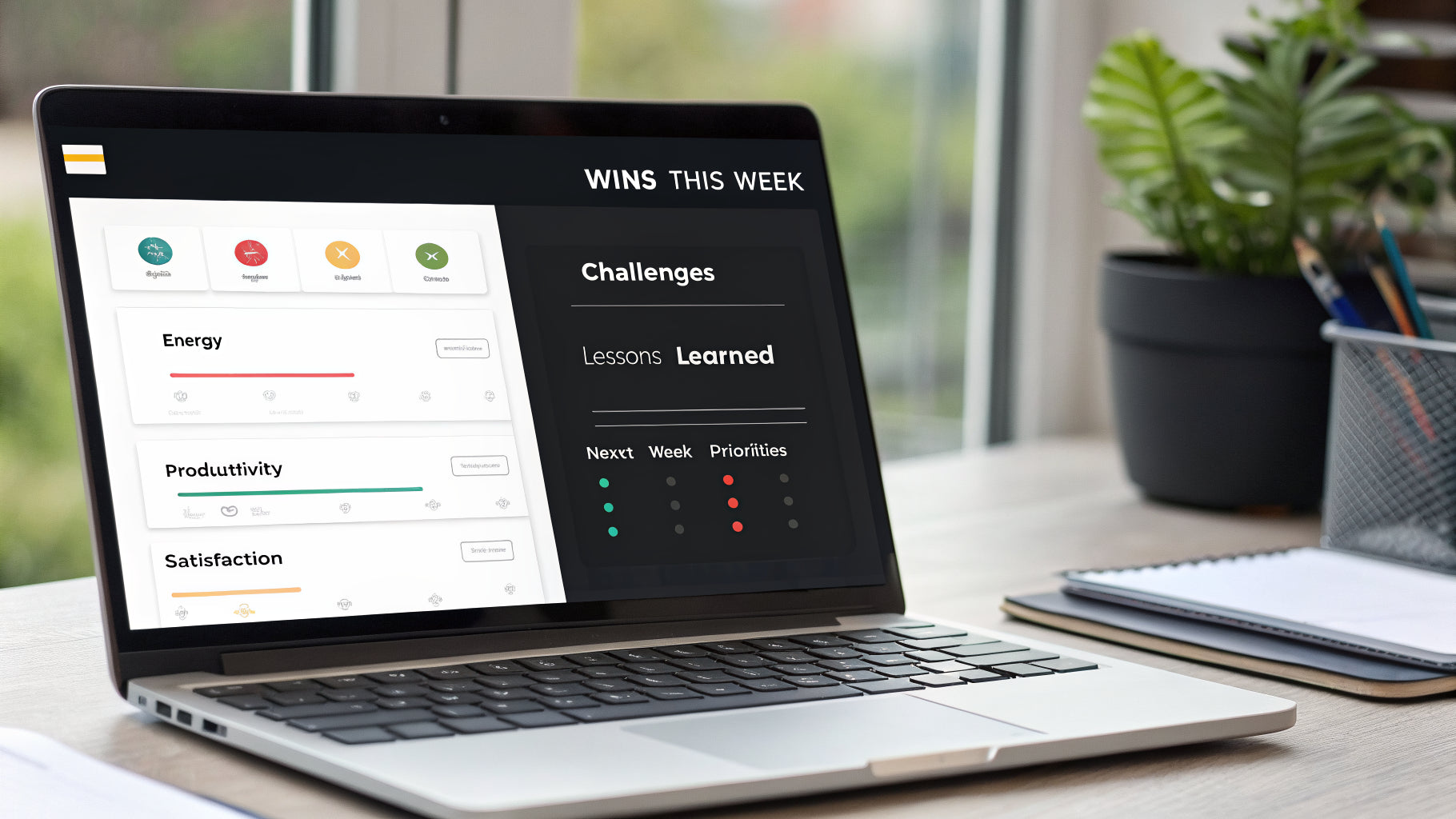 Weekly Review + Goal Tracker - Weekly Review Dashboard