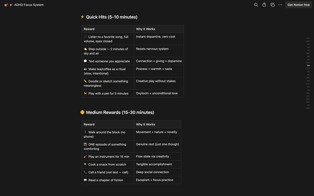 ADHD Focus System — Notion Template