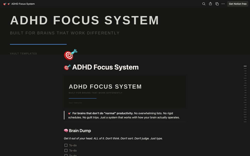 ADHD Focus System — Notion Template