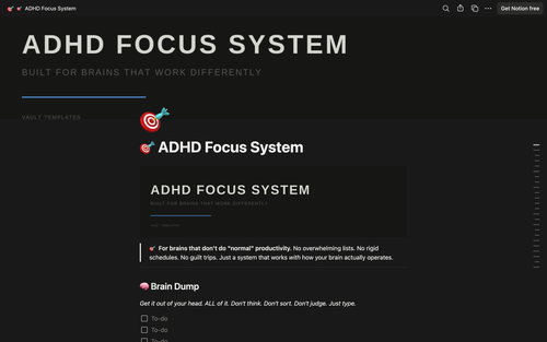 ADHD Focus System — Notion Template