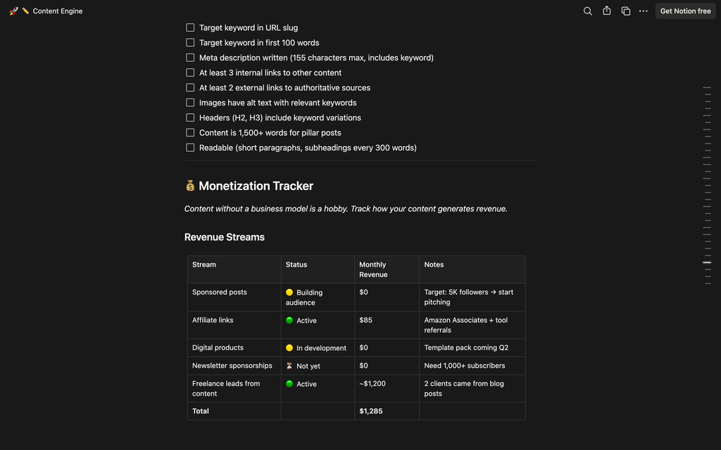 Content Engine — Notion Template