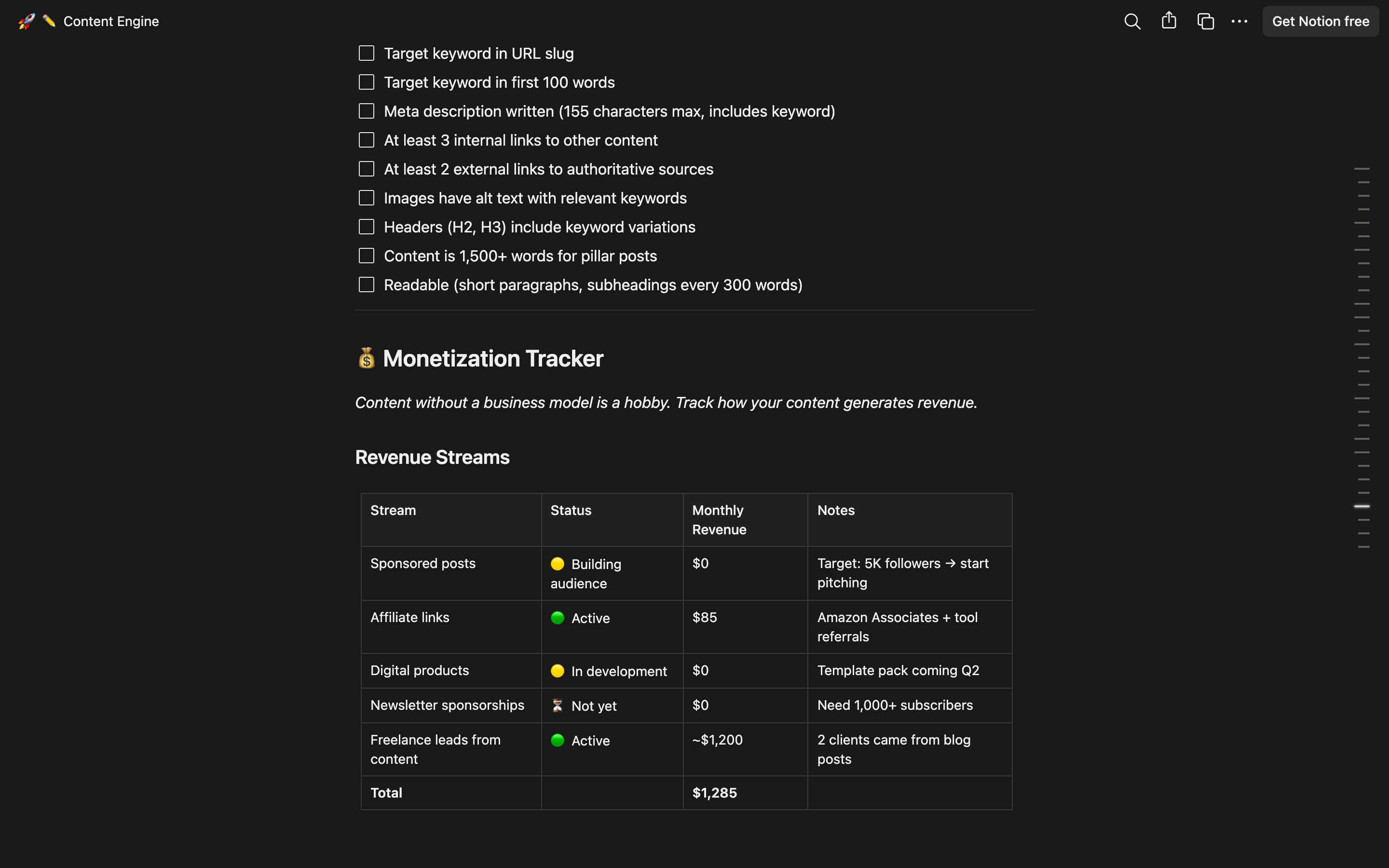 Content Engine — Notion Template