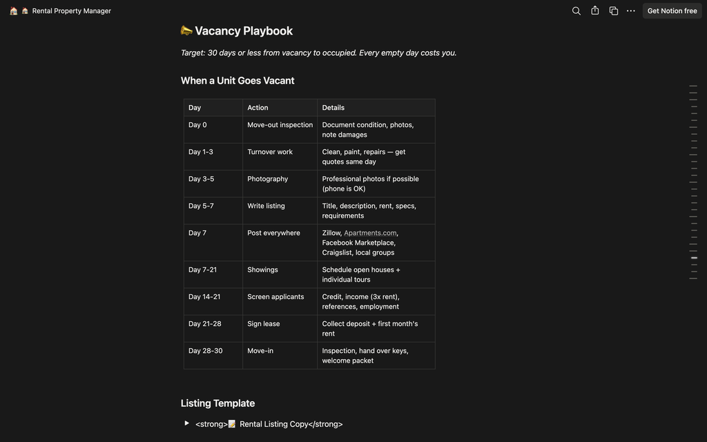 Rental Property Manager — Notion Template