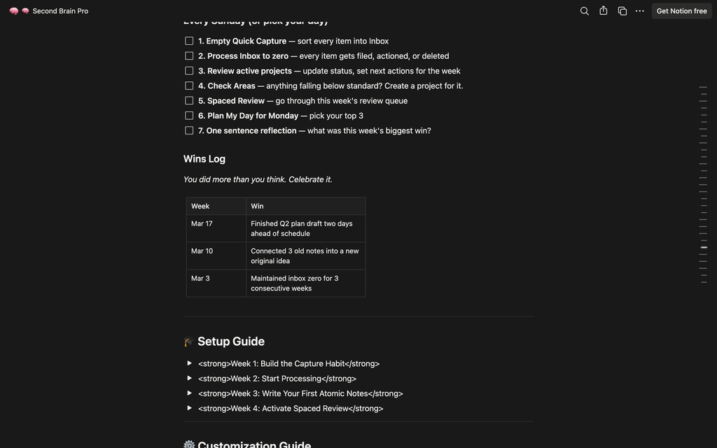Second Brain Pro — Notion Template