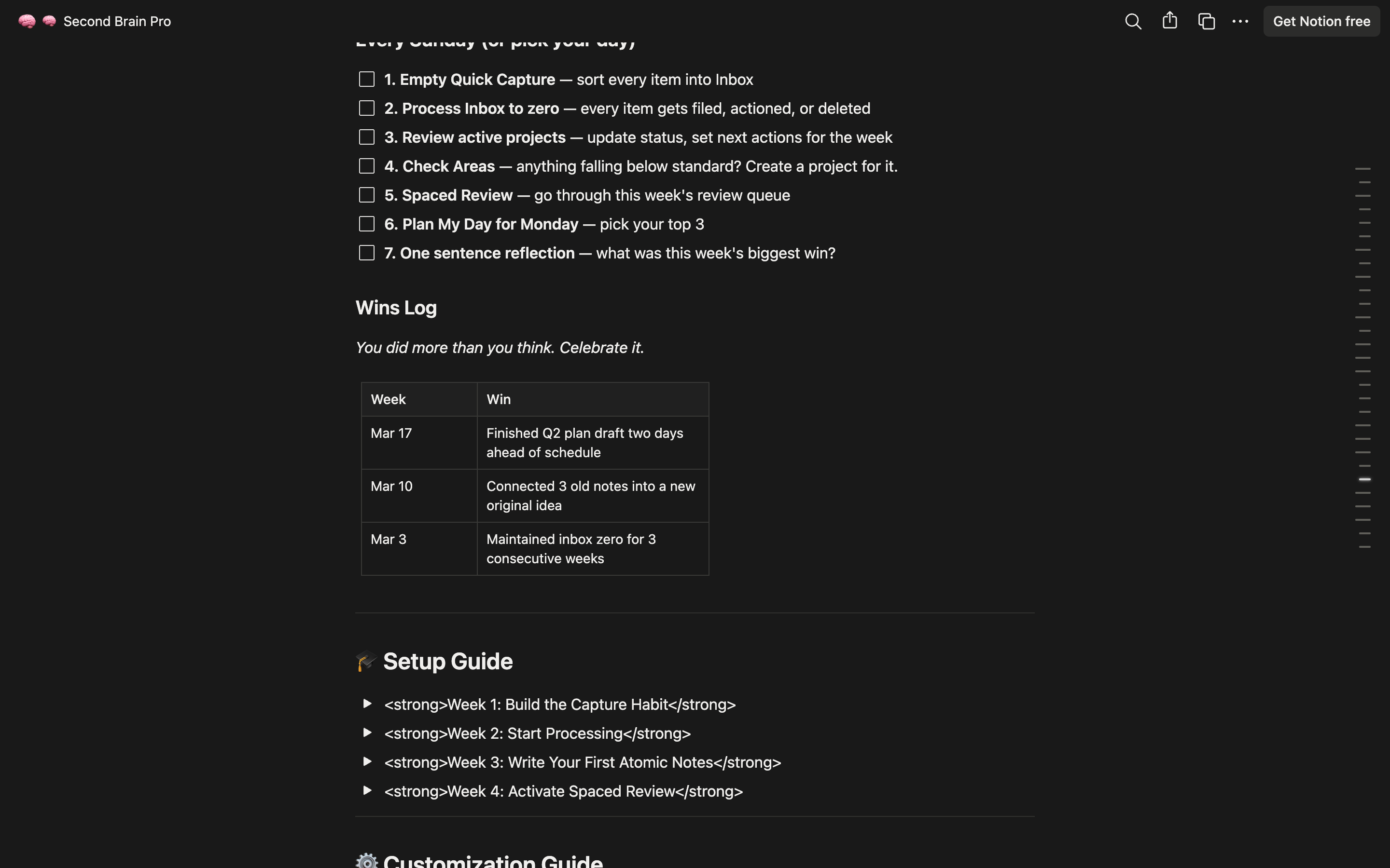Second Brain Pro — Notion Template