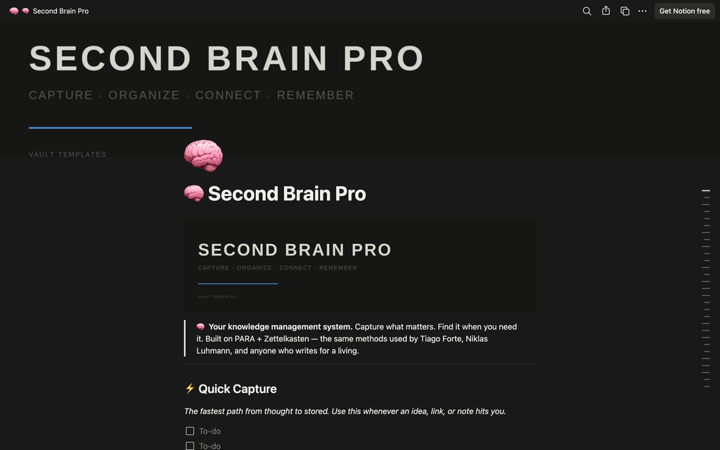 Second Brain Pro — Notion Template